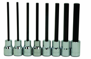 7 Piece - 4; 5; 6; 7; 8; 9; 10mm - 3/8" Drive - Hex Long Bit Metric Socket Set - Benchmark Tooling