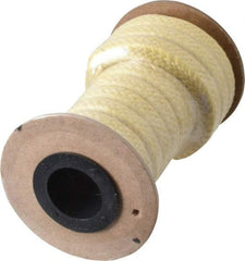 Made in USA - 3/8" x 11' Spool Length, PTFE/Aramid Composite Compression Packing - 2,500 Max psi, -50 to 550° F, Tan - Benchmark Tooling