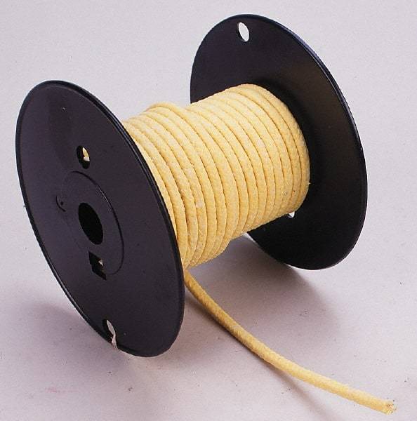 Made in USA - 1/8" x 81' Spool Length, TFE/Aramid Compression Packing - 5,000 Max psi, -100 to 500° F, Yellow - Benchmark Tooling