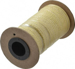 Made in USA - 1/8" x 40-1/2' Spool Length, TFE/Aramid Compression Packing - 5,000 Max psi, -100 to 500° F, Yellow - Benchmark Tooling