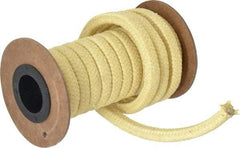 Made in USA - 5/16" x 8.2' Spool Length, TFE/Aramid Compression Packing - 5,000 Max psi, -100 to 500° F, Yellow - Benchmark Tooling