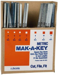 Made in USA - 12" Long, Key Stock Assortment - 18-8 Stainless Steel - Benchmark Tooling