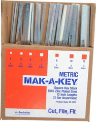 Made in USA - 12" Long, Zinc-Plated Key Stock Assortment - C1045 Steel - Benchmark Tooling