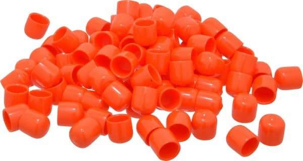 Caplugs - 1/2" ID, Stretchable Cap - 1/2" Long, Vinyl, Orange - Benchmark Tooling