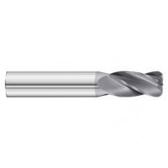 12mm Dia. x 63mm Overall Length 4-Flute 1.5mm C/R Solid Carbide SE End Mill-Round Shank-Center Cut-TiAlN - Benchmark Tooling