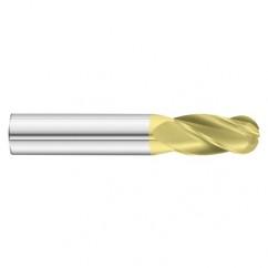9/16 Dia. x 3-1/2 Overall Length 4-Flute Ball Nose Solid Carbide SE End Mill-Round Shank-Center Cut-TiN - Benchmark Tooling