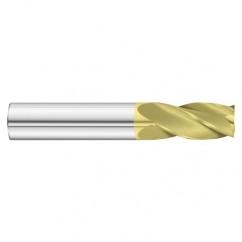 7/8 Dia. x 4 Overall Length 4-Flute Square End Solid Carbide SE End Mill-Round Shank-Center Cut-TiN - Benchmark Tooling