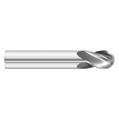 ‎3/32″ Dia. × 1/8″ Shank × 3/16″ DOC × 1-1/2″ OAL, Carbide Uncoated, 4 Flute, 30° Helix, Round, External , Ballnose End Mill - Benchmark Tooling