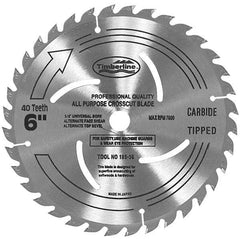 Amana Tool - 6" Diam, 1/2" Arbor Hole Diam, 40 Tooth Wet & Dry Cut Saw Blade - Carbide-Tipped, General Purpose Action, Standard Round Arbor - Benchmark Tooling