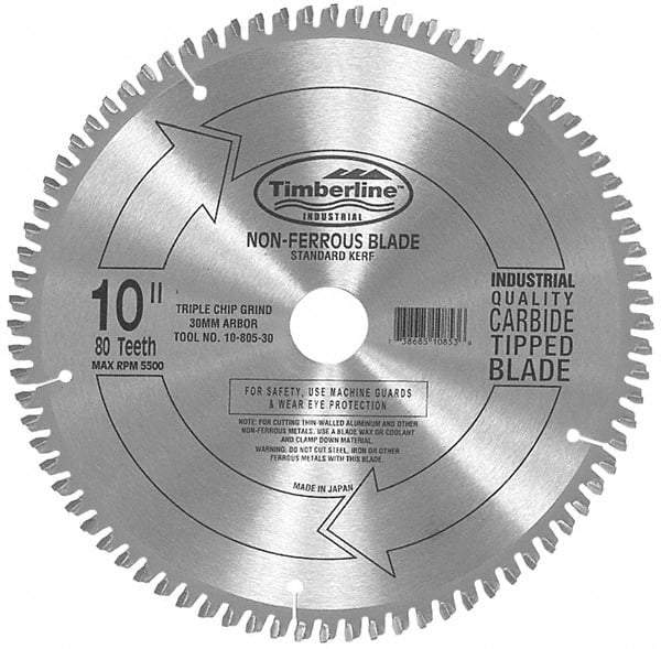 Amana Tool - 10" Diam, 5/8" Arbor Hole Diam, 60 Tooth Wet & Dry Cut Saw Blade - Carbide-Tipped, Chip Free Action, Standard Round Arbor - Benchmark Tooling