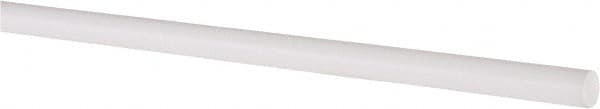 Made in USA - 4' Long, 1/4" Diam, PTFE (Virgin) Plastic Rod - White - Benchmark Tooling