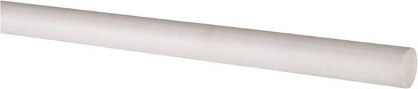 Made in USA - 6' Long, 3/8" Diam, PTFE (Virgin) Plastic Rod - White - Benchmark Tooling