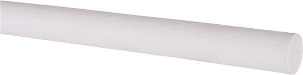 Made in USA - 2' Long, 1/2" Diam, PTFE (Virgin) Plastic Rod - White - Benchmark Tooling