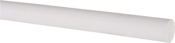 Made in USA - 5' Long, 1/2" Diam, PTFE (Virgin) Plastic Rod - White - Benchmark Tooling