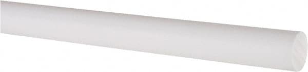 Made in USA - 2' Long, 5/8" Diam, PTFE (Virgin) Plastic Rod - White - Benchmark Tooling