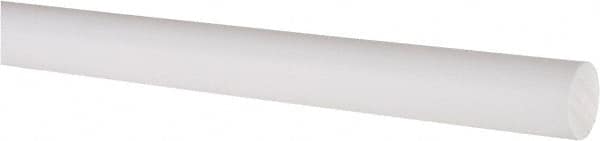 Made in USA - 4' Long, 5/8" Diam, PTFE (Virgin) Plastic Rod - White - Benchmark Tooling