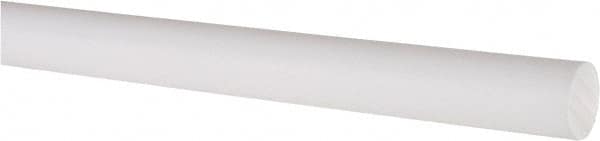 Made in USA - 5' Long, 5/8" Diam, PTFE (Virgin) Plastic Rod - White - Benchmark Tooling