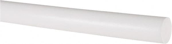 Made in USA - 1' Long, 3/4" Diam, PTFE (Virgin) Plastic Rod - White - Benchmark Tooling