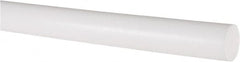 Made in USA - 4' Long, 3/4" Diam, PTFE (Virgin) Plastic Rod - White - Benchmark Tooling