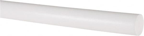 Made in USA - 6' Long, 3/4" Diam, PTFE (Virgin) Plastic Rod - White - Benchmark Tooling