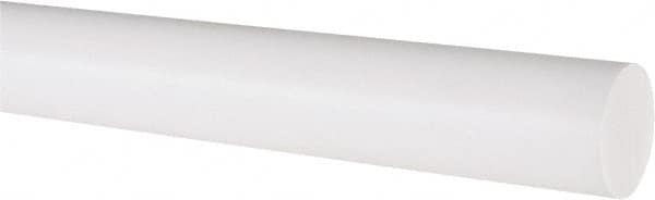 Made in USA - 2' Long, 1" Diam, PTFE (Virgin) Plastic Rod - White - Benchmark Tooling