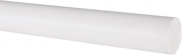 Made in USA - 3' Long, 1" Diam, PTFE (Virgin) Plastic Rod - White - Benchmark Tooling