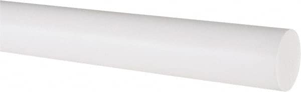 Made in USA - 4' Long, 1" Diam, PTFE (Virgin) Plastic Rod - White - Benchmark Tooling
