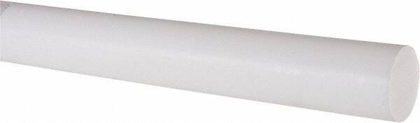 Made in USA - 2' Long, 1-1/4" Diam, PTFE (Virgin) Plastic Rod - White - Benchmark Tooling