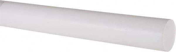 Made in USA - 3' Long, 1-1/4" Diam, PTFE (Virgin) Plastic Rod - White - Benchmark Tooling