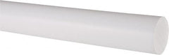 Made in USA - 4' Long, 1-1/2" Diam, PTFE (Virgin) Plastic Rod - White - Benchmark Tooling