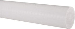 Made in USA - 2' Long, 2" Diam, PTFE (Virgin) Plastic Rod - White - Benchmark Tooling