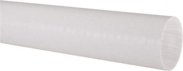 Made in USA - 3' Long, 2" Diam, PTFE (Virgin) Plastic Rod - White - Benchmark Tooling