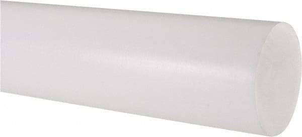 Made in USA - 1' Long, 2-1/2" Diam, PTFE (Virgin) Plastic Rod - White - Benchmark Tooling