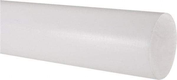 Made in USA - 2' Long, 2-1/2" Diam, PTFE (Virgin) Plastic Rod - White - Benchmark Tooling