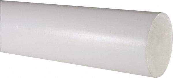 Made in USA - 3' Long, 2-1/2" Diam, PTFE (Virgin) Plastic Rod - White - Benchmark Tooling