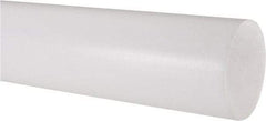 Made in USA - 4' Long, 2-1/2" Diam, PTFE (Virgin) Plastic Rod - White - Benchmark Tooling