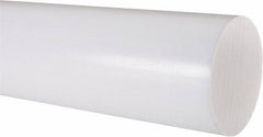 Made in USA - 1' Long, 3" Diam, PTFE (Virgin) Plastic Rod - White - Benchmark Tooling