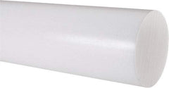 Made in USA - 2' Long, 3" Diam, PTFE (Virgin) Plastic Rod - White - Benchmark Tooling