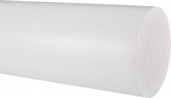 Made in USA - 1' Long, 3-1/2" Diam, PTFE (Virgin) Plastic Rod - White - Benchmark Tooling