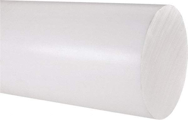 Made in USA - 1' Long, 4" Diam, PTFE (Virgin) Plastic Rod - White - Benchmark Tooling