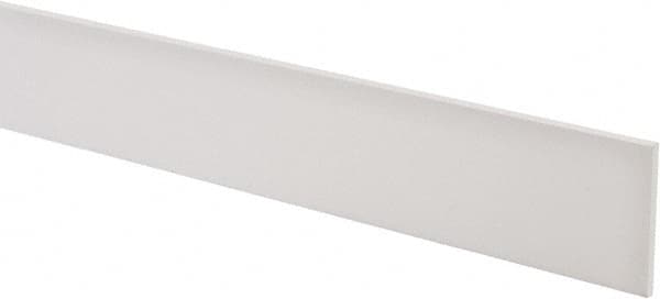 Made in USA - 4 Ft. Long x 2 Inch Wide x 1/8 Inch High, Virgin PTFE, Rectangular Plastic Bar - White, +/- 0.060 Tolerance - Benchmark Tooling