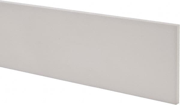 Made in USA - 1 Ft. Long x 4 Inch Wide x 1/4 Inch High, Virgin PTFE, Rectangular Plastic Bar - White, +/- 0.060 Tolerance - Benchmark Tooling