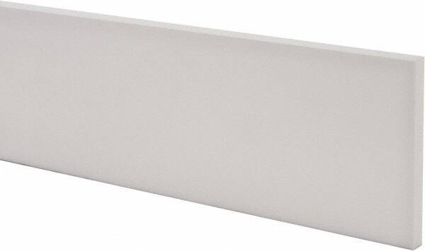 Made in USA - 1 Ft. Long x 4 Inch Wide x 3/8 Inch High, Virgin PTFE, Rectangular Plastic Bar - White, +/- 0.060 Tolerance - Benchmark Tooling