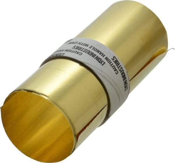 Made in USA - 5 Ft. Long x 6 Inch Wide x 0.0015 Inch Thick, Roll Shim Stock - Brass - Benchmark Tooling