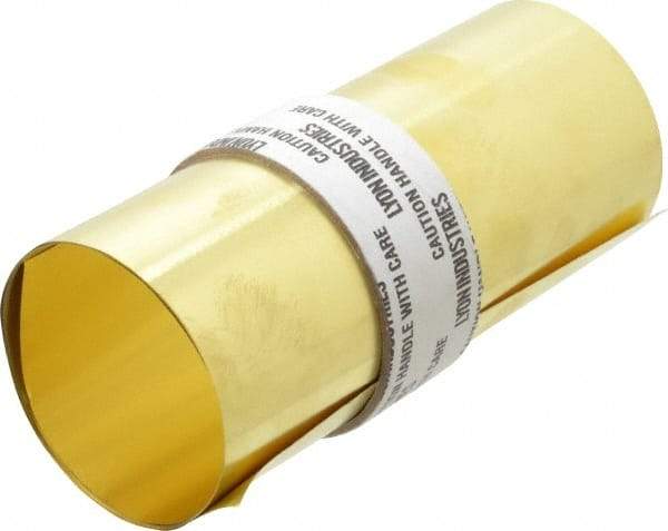 Made in USA - 5 Ft. Long x 6 Inch Wide x 0.002 Inch Thick, Roll Shim Stock - Brass - Benchmark Tooling