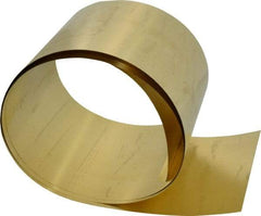 Made in USA - 5 Ft. Long x 6 Inch Wide x 0.005 Inch Thick, Roll Shim Stock - Brass - Benchmark Tooling