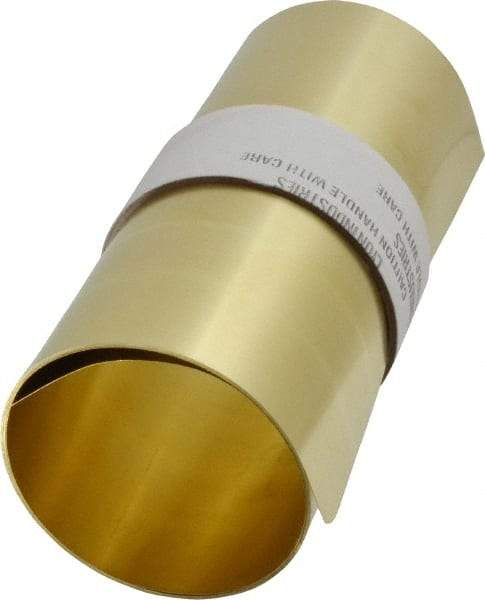 Made in USA - 5 Ft. Long x 6 Inch Wide x 0.006 Inch Thick, Roll Shim Stock - Brass - Benchmark Tooling