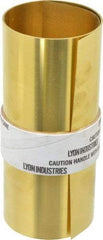 Made in USA - 5 Ft. Long x 6 Inch Wide x 0.007 Inch Thick, Roll Shim Stock - Brass - Benchmark Tooling