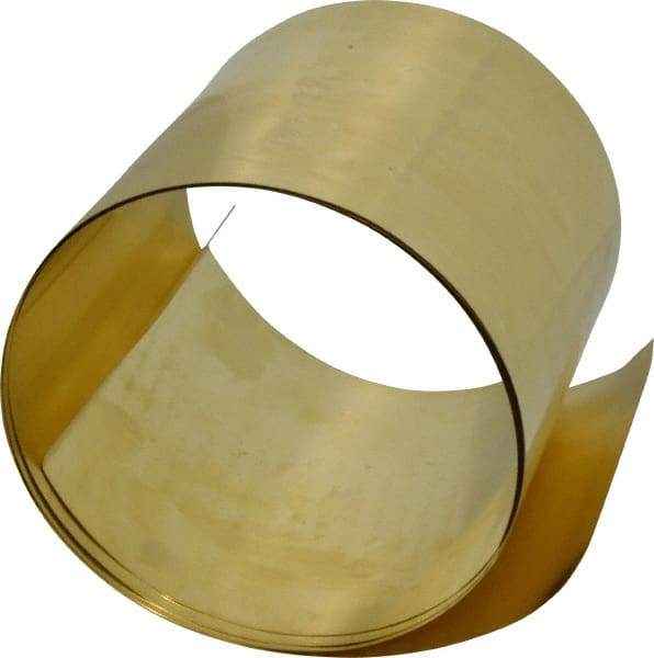 Made in USA - 5 Ft. Long x 6 Inch Wide x 0.008 Inch Thick, Roll Shim Stock - Brass - Benchmark Tooling