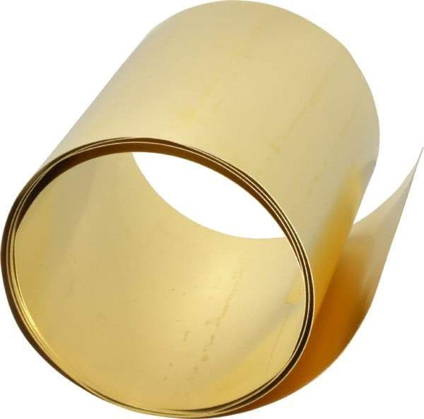 Made in USA - 5 Ft. Long x 6 Inch Wide x 0.01 Inch Thick, Roll Shim Stock - Brass - Benchmark Tooling